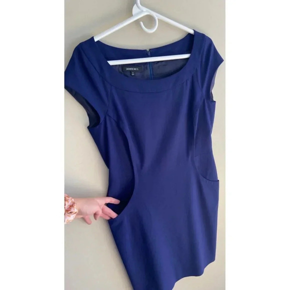 Lafayette 148 New York Cobalt Blue Wool Blend Sheath Dress Size 6 Boatneck - Picture 5 of 11